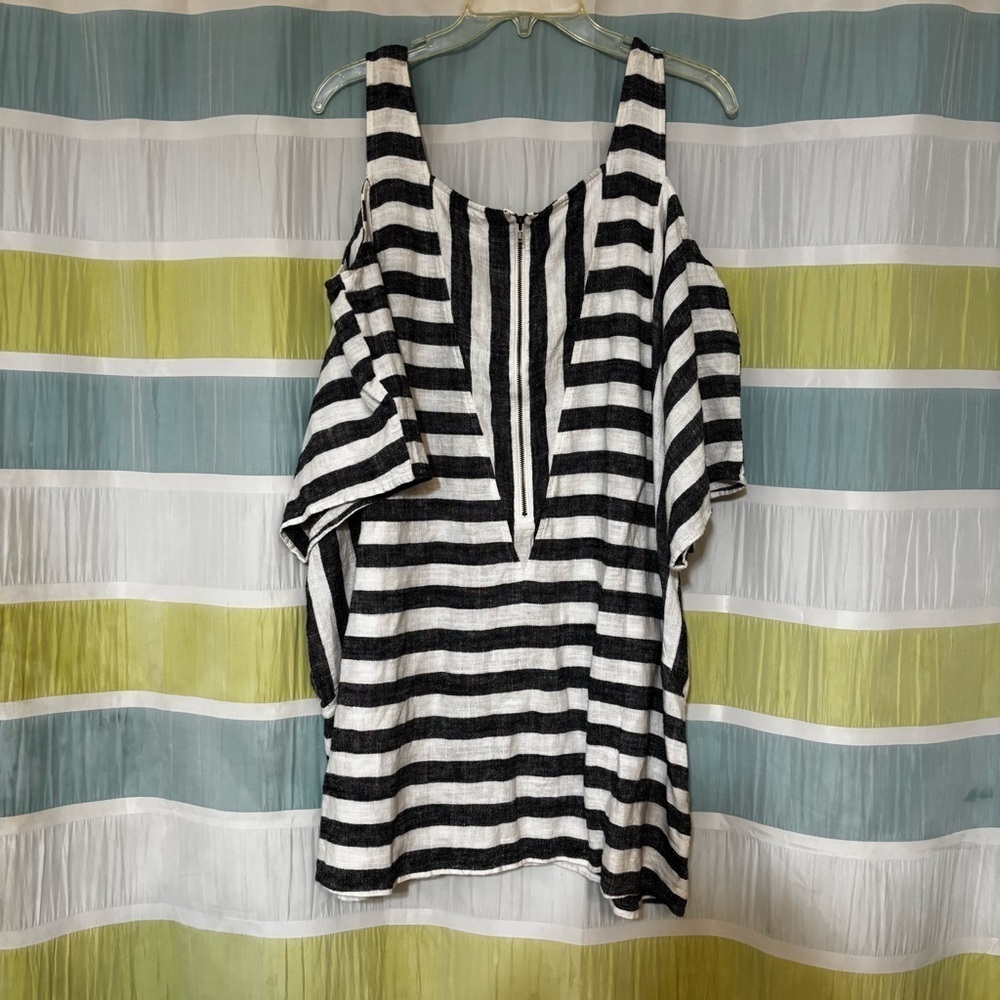 Soft Surroundings Sunset Striped Cold Shoulder Linen Tunic Sz 2X - Picture 6 of 11